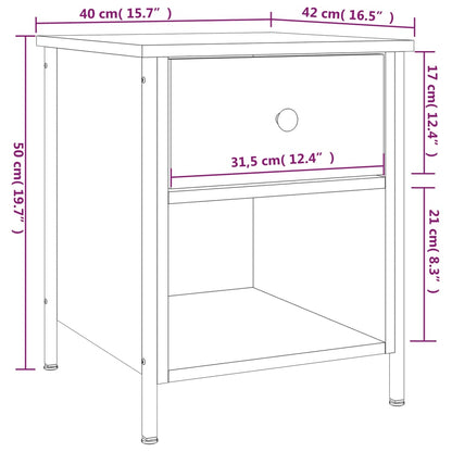 Bedside Cabinet Smoked Oak 40x42x50 cm Engineered Wood
