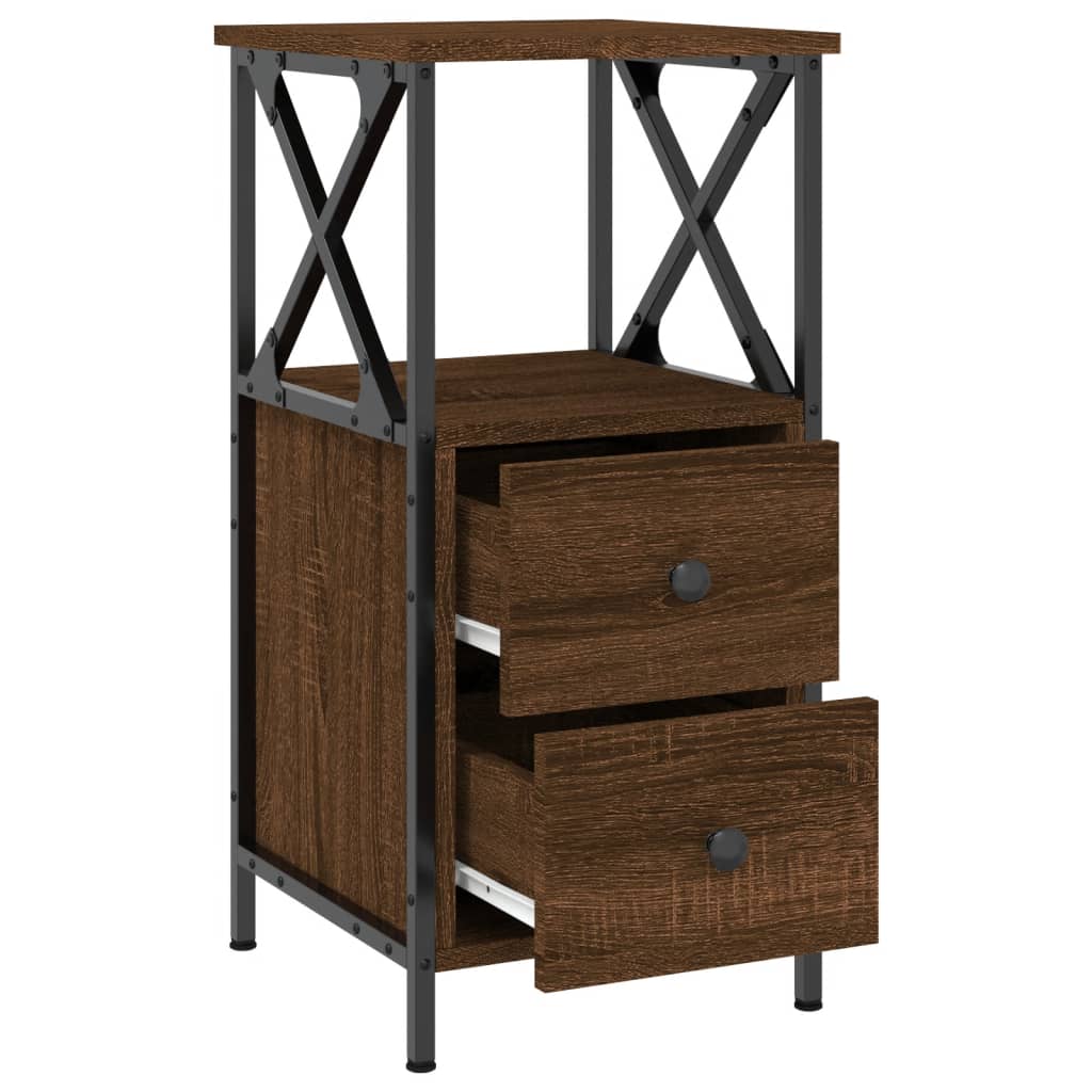 Bedside Cabinet Brown Oak 34x35.5x70 cm Engineered Wood