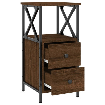 Bedside Cabinet Brown Oak 34x35.5x70 cm Engineered Wood