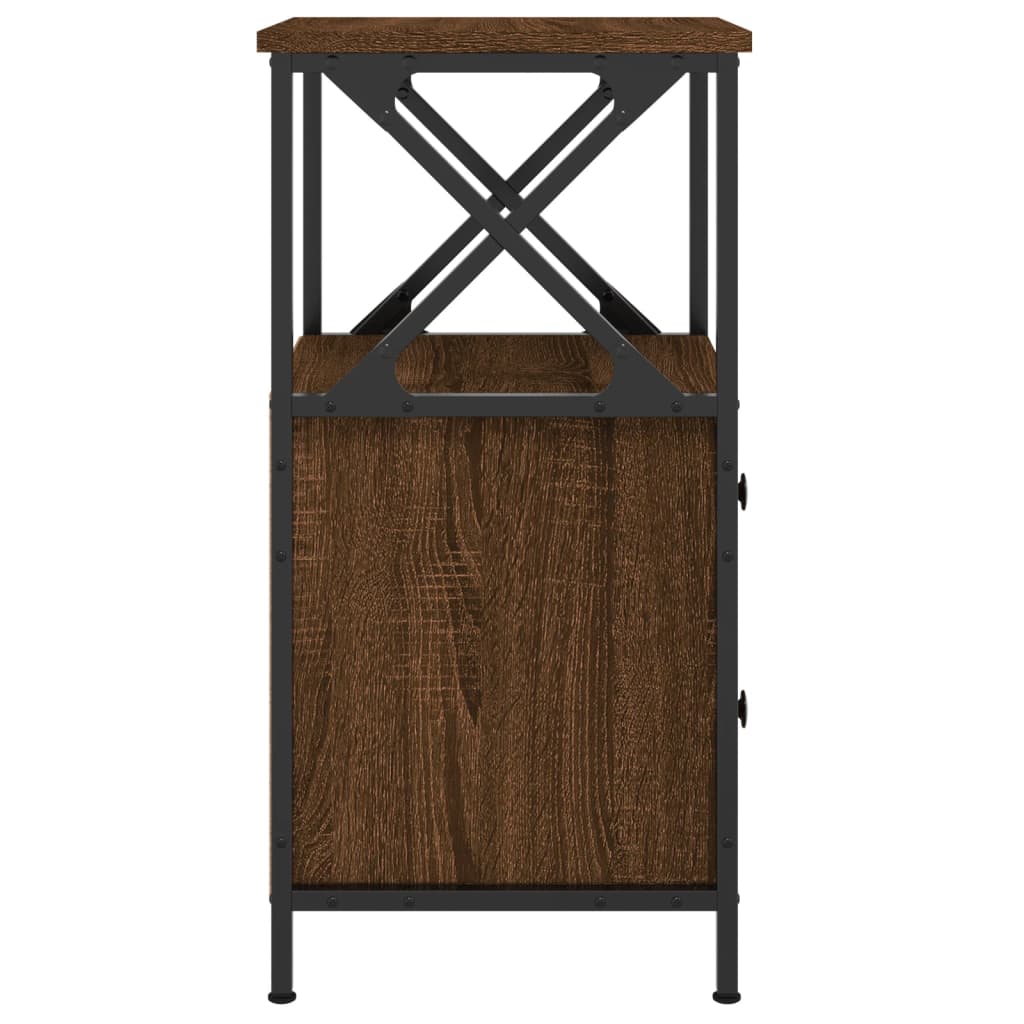 Bedside Cabinet Brown Oak 34x35.5x70 cm Engineered Wood