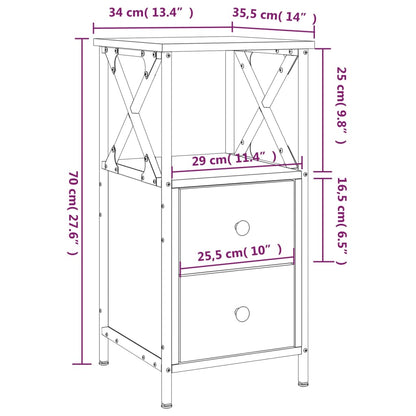 Bedside Cabinet Brown Oak 34x35.5x70 cm Engineered Wood