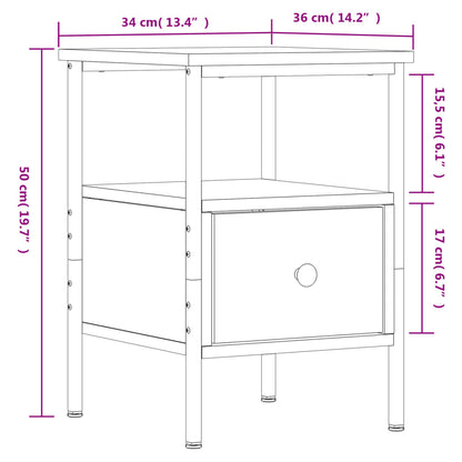 Bedside Cabinet Brown Oak 34x36x50 cm Engineered Wood