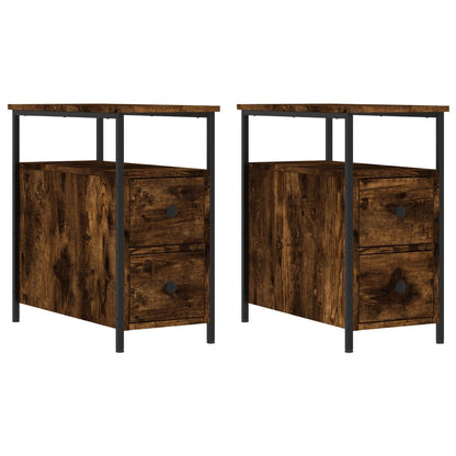 Bedside Cabinets 2 pcs Smoked Oak 30x60x60 cm Engineered Wood