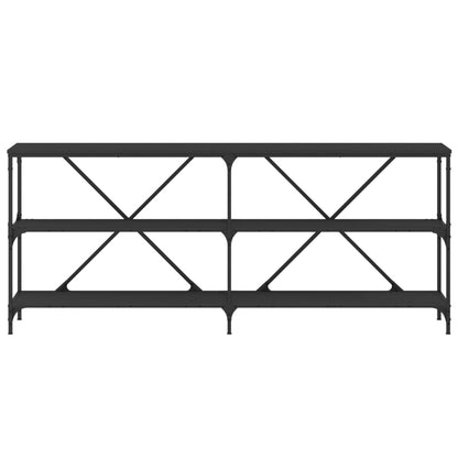 Console Table Black 180x30x75 cm Engineered Wood and Iron