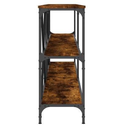 Console Table Smoked Oak 200x30x75 cm Engineered Wood and Iron