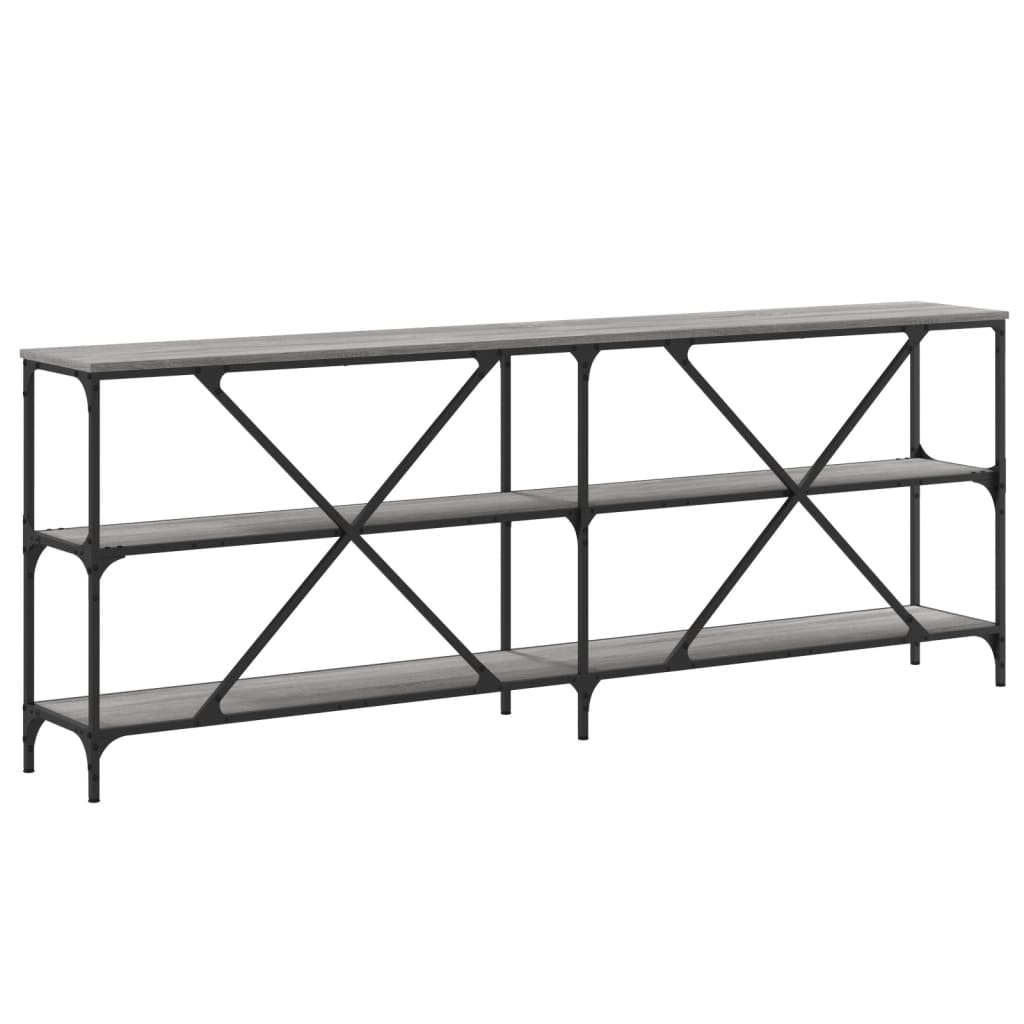 Console Table Grey Sonoma 200x30x75 cm Engineered Wood and Iron