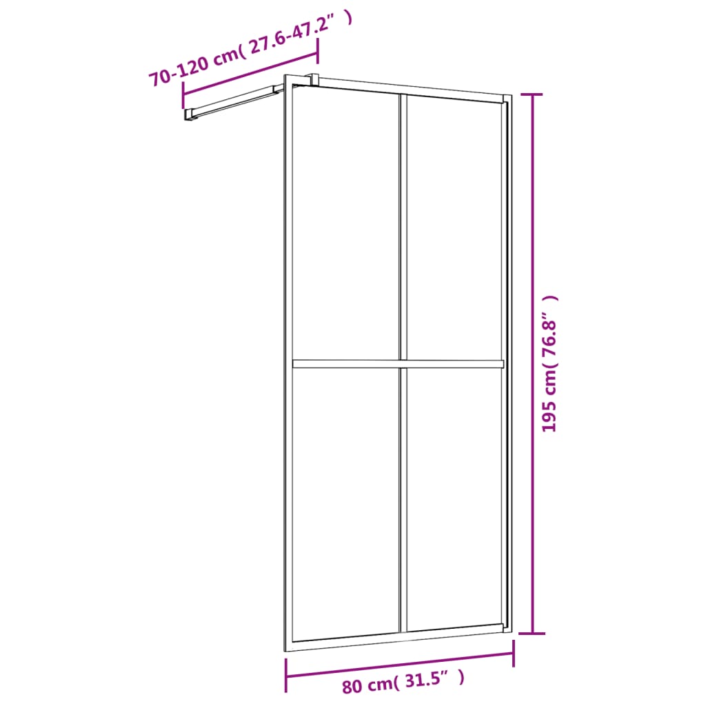 Walk-in Shower Wall with Clear ESG Glass Gold 80x195 cm