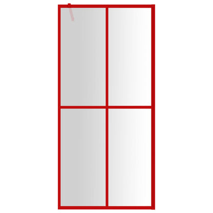 Walk-in Shower Wall with Clear ESG Glass Red 100x195 cm