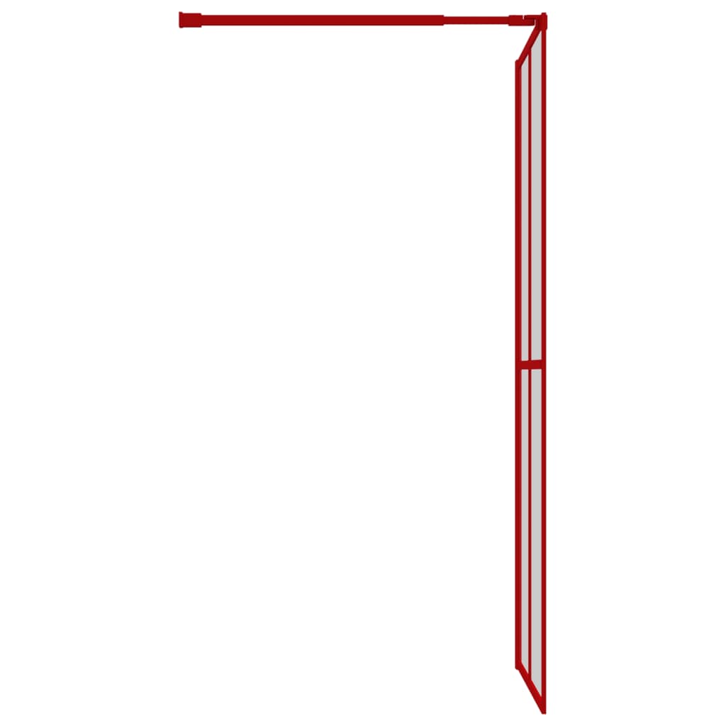 Walk-in Shower Wall with Clear ESG Glass Red 100x195 cm