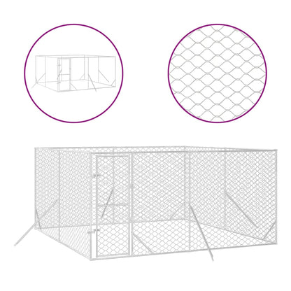 Outdoor Dog Kennel Silver 4x4x2 m Galvanised Steel