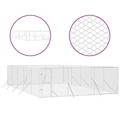 Outdoor Dog Kennel Silver 6x10x2 m Galvanised Steel