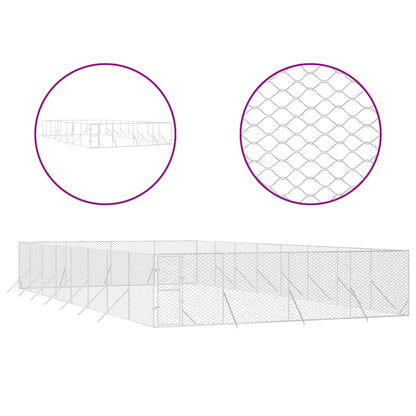 Outdoor Dog Kennel Silver 8x16x2 m Galvanised Steel