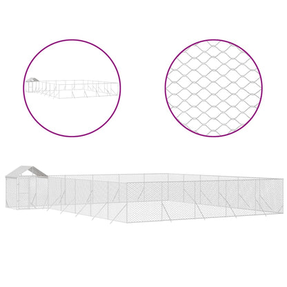 Outdoor Dog Kennel with Roof Silver 12x12x2.5 m Galvanised Steel