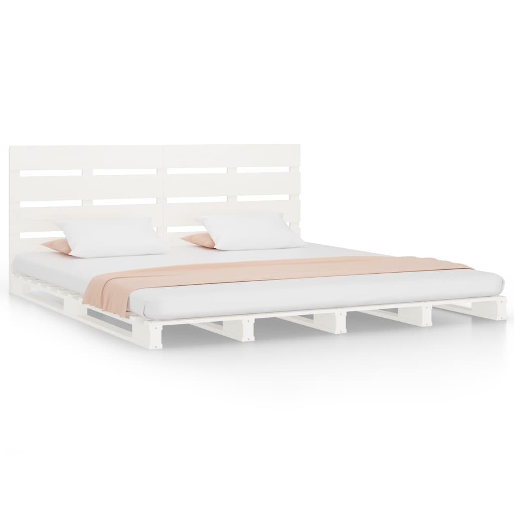 Bed Frame without Mattress White Solid Wood Pine Small Double
