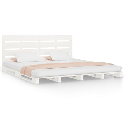 Bed Frame without Mattress White Solid Wood Pine Small Double