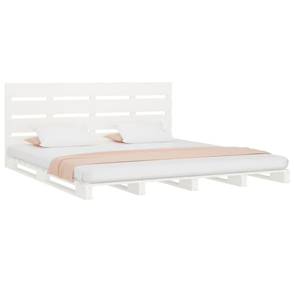 Bed Frame without Mattress White Solid Wood Pine Small Double