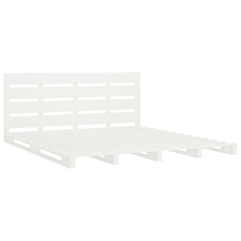 Bed Frame without Mattress White Solid Wood Pine Small Double