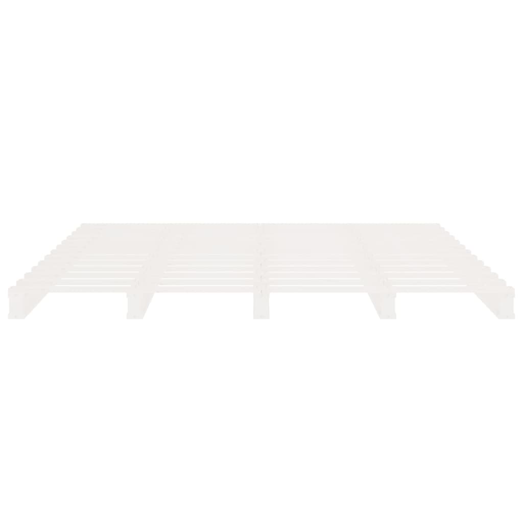 Bed Frame without Mattress White Solid Wood Pine Small Double