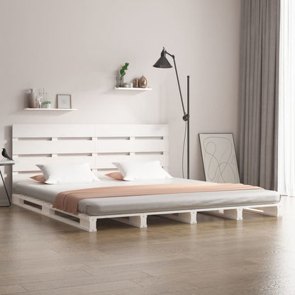 Bed Frame without Mattress White Solid Wood Pine Small Double