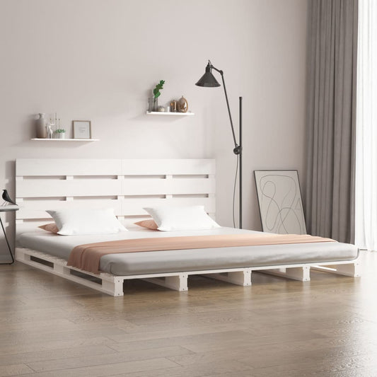 Bed Frame without Mattress White Solid Wood Pine Small Double