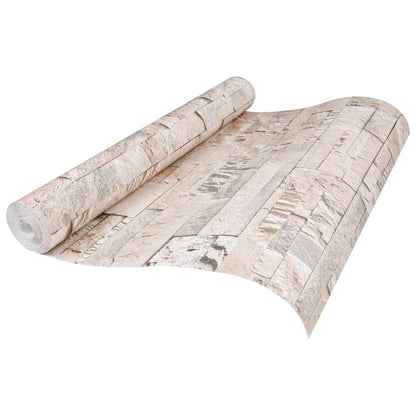 Wallpaper 3D Stone Look Grey and Beige 10x0.53 m Non-woven