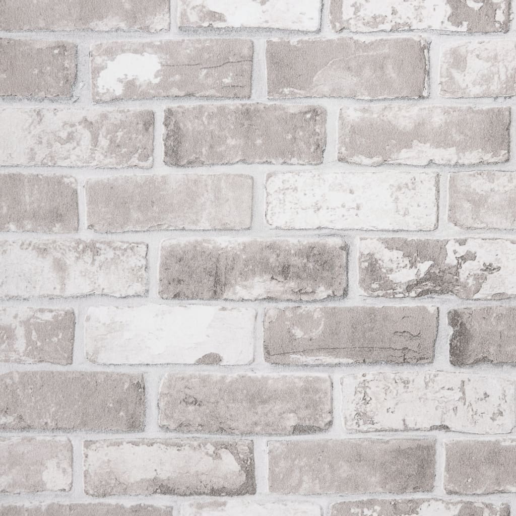 Wallpaper 3D Brick Pattern Grey 10x0.53 m Non-woven