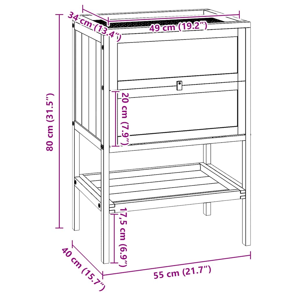 Hamster Cage 55x40x80 cm Solid Wood Fir