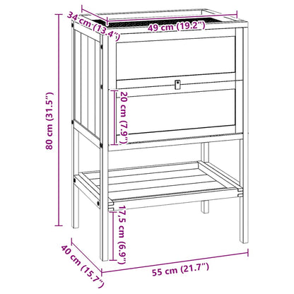 Hamster Cage 55x40x80 cm Solid Wood Fir