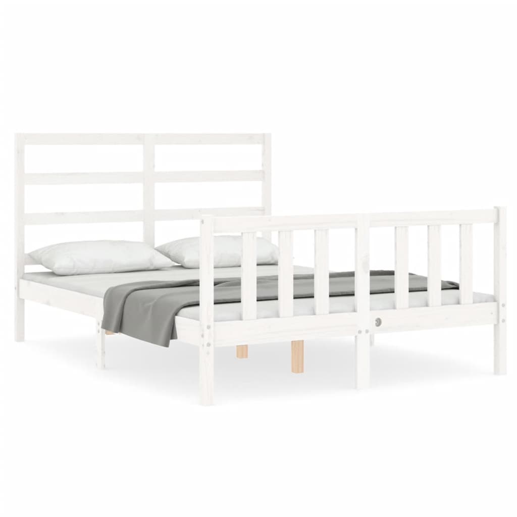 Bed Frame without Mattress White 140x190 cm Solid Wood Pine