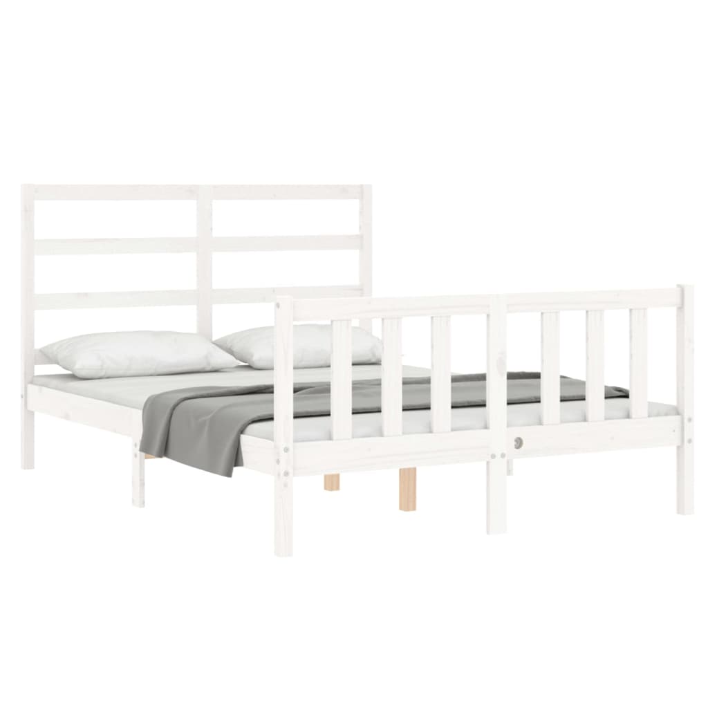 Bed Frame without Mattress White 140x190 cm Solid Wood Pine