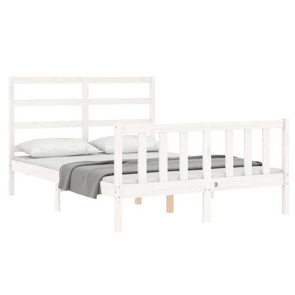 Bed Frame without Mattress White 140x190 cm Solid Wood Pine