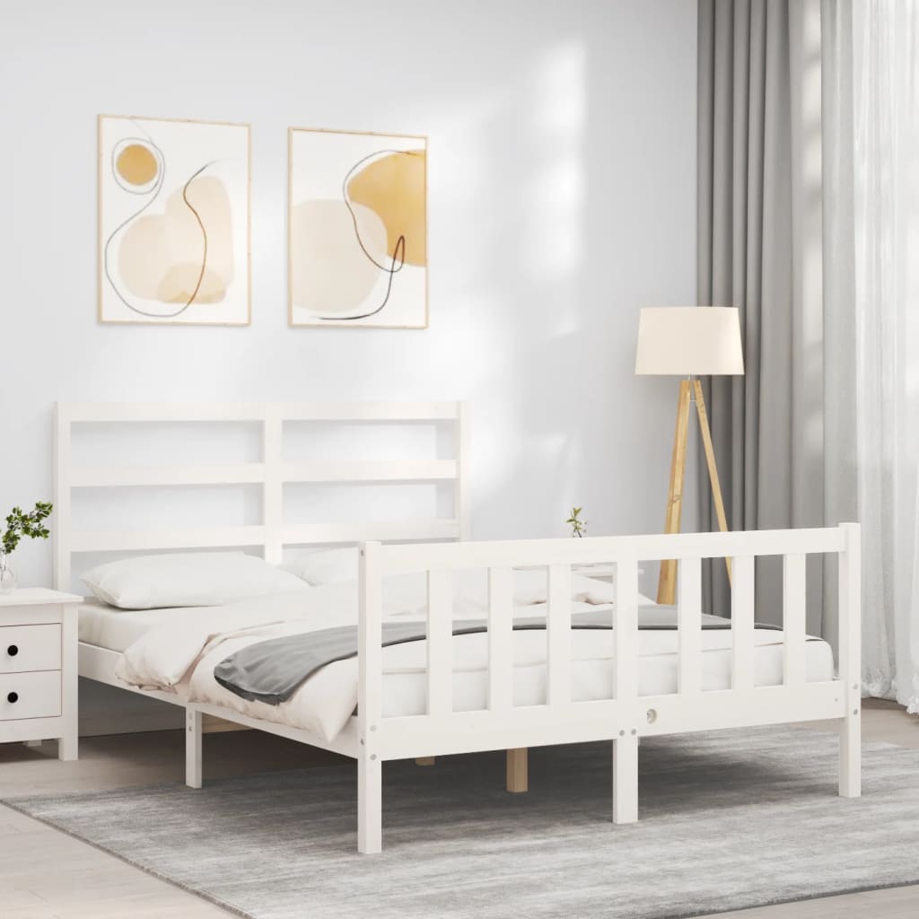 Bed Frame without Mattress White 140x190 cm Solid Wood Pine