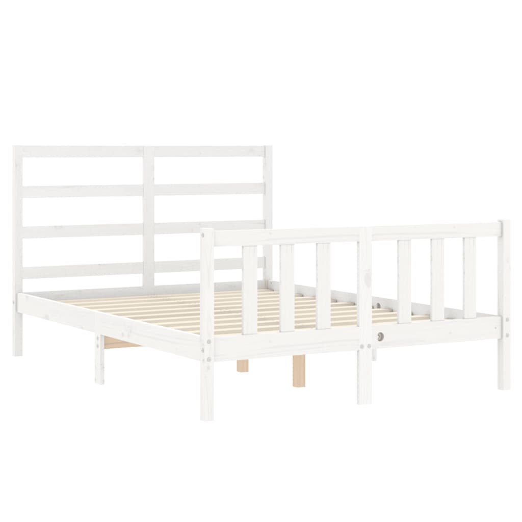 Bed Frame without Mattress White 140x190 cm Solid Wood Pine