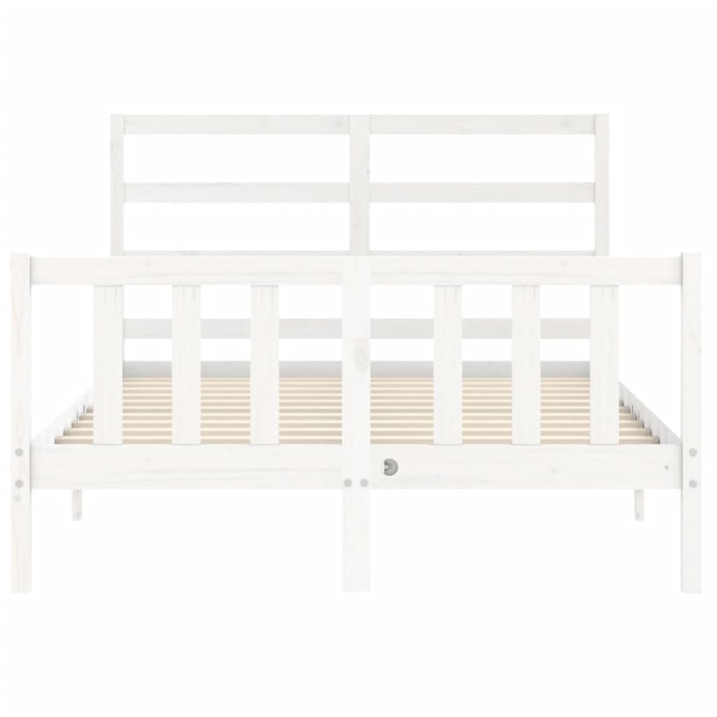 Bed Frame without Mattress White 140x190 cm Solid Wood Pine