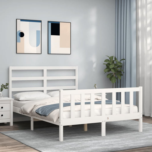 Bed Frame without Mattress White 140x190 cm Solid Wood Pine