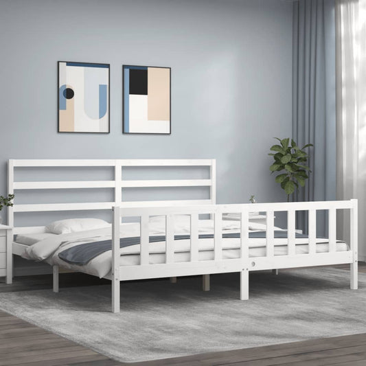 Bed Frame without Mattress White 200x200 cm Solid Wood Pine