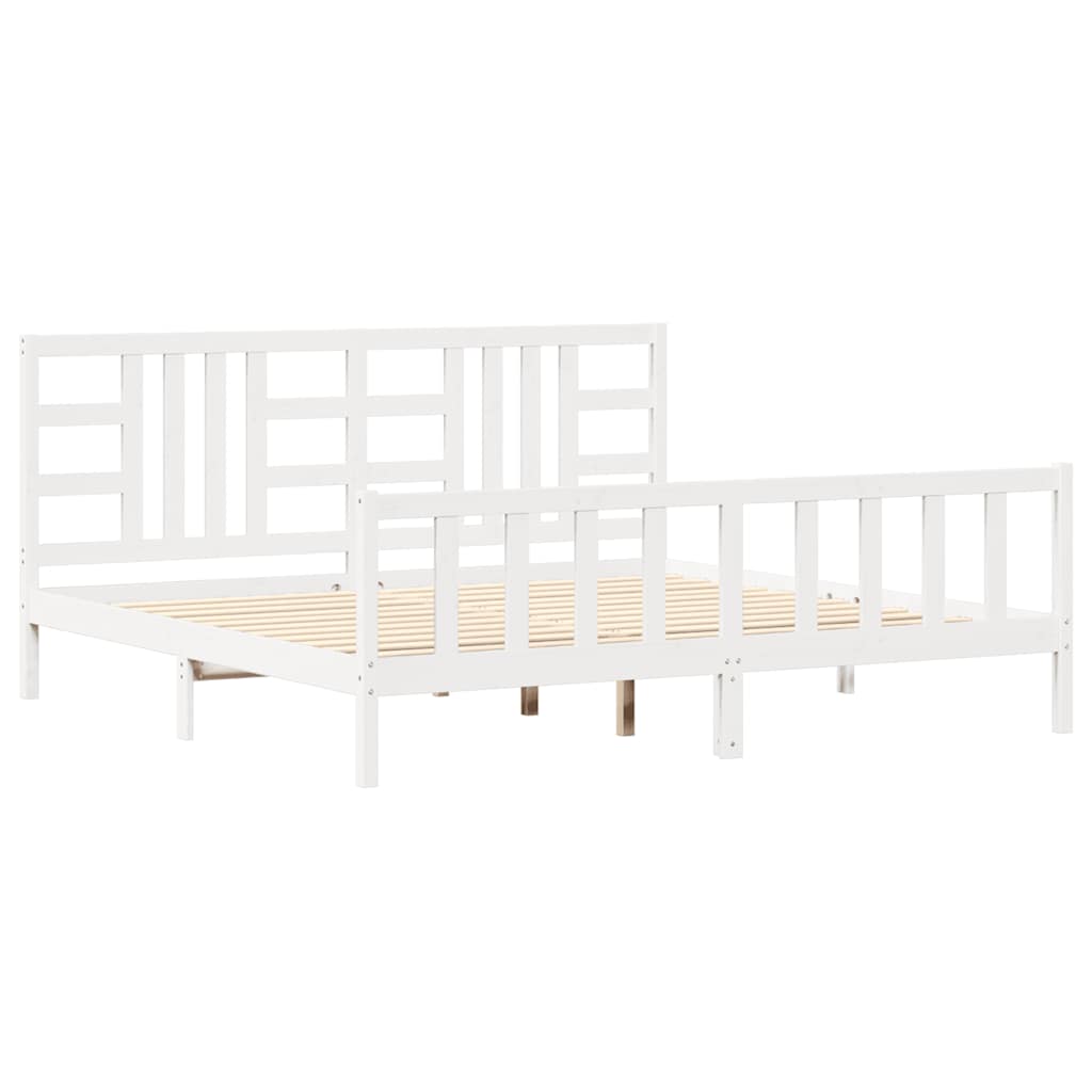 Bed Frame without Mattress White 200x200 cm Solid Wood Pine