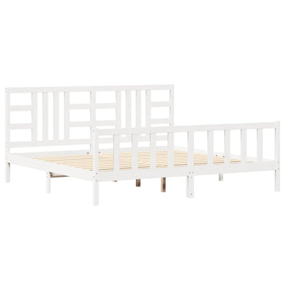 Bed Frame without Mattress White 200x200 cm Solid Wood Pine
