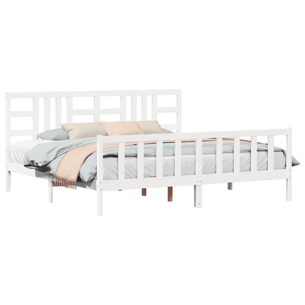 Bed Frame without Mattress White 200x200 cm Solid Wood Pine