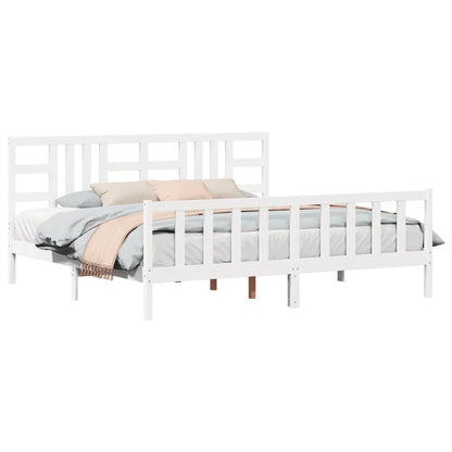 Bed Frame without Mattress White 200x200 cm Solid Wood Pine