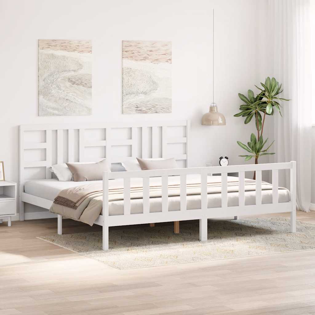 Bed Frame without Mattress White 200x200 cm Solid Wood Pine