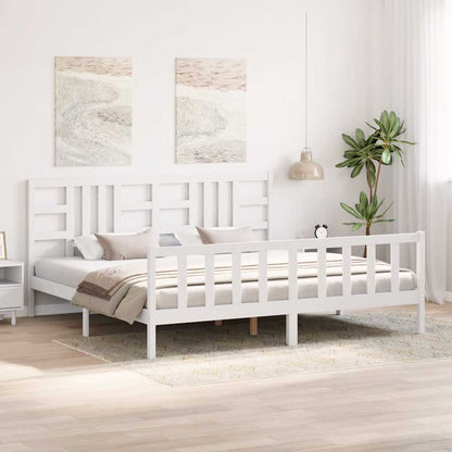 Bed Frame without Mattress White 200x200 cm Solid Wood Pine