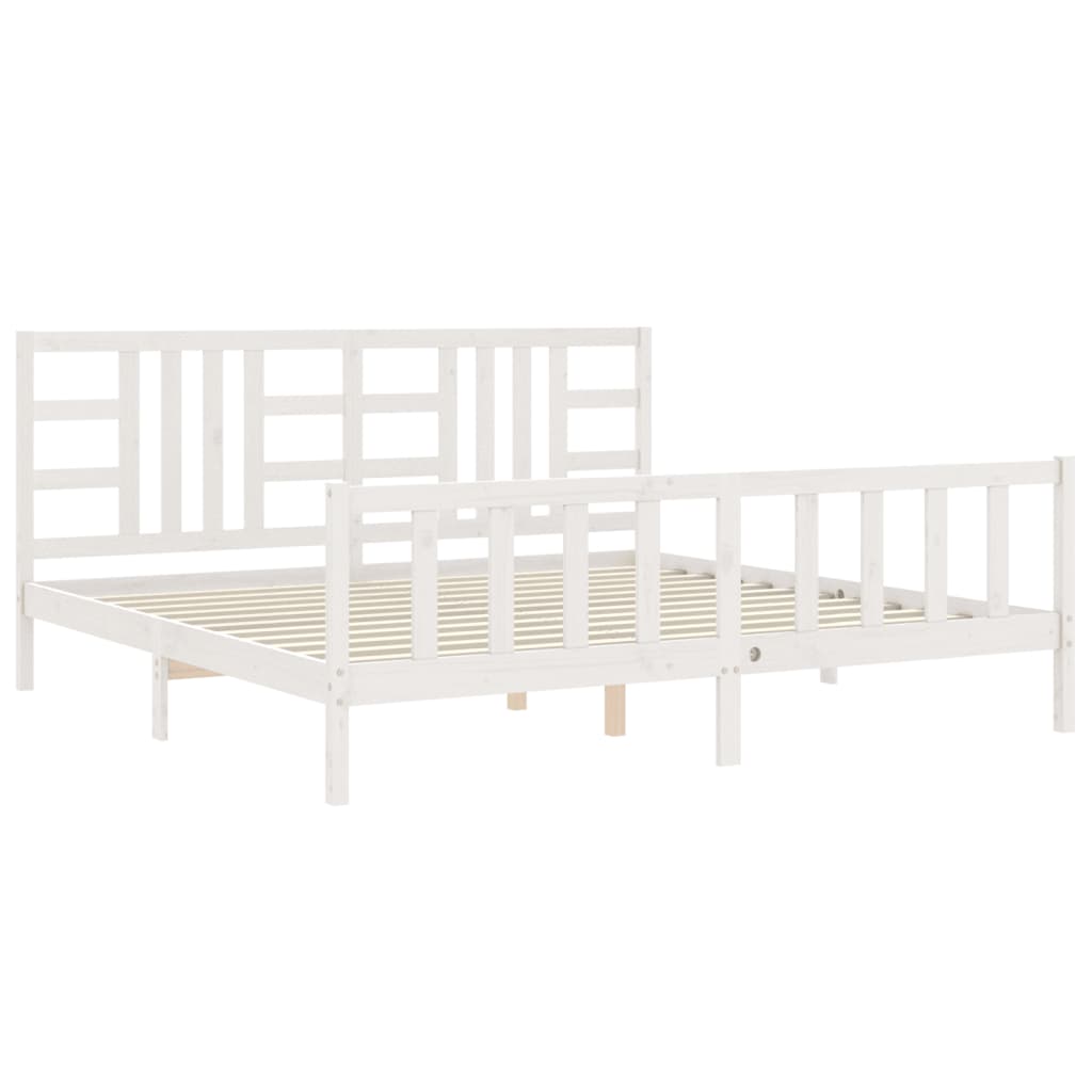 Bed Frame without Mattress White 200x200 cm Solid Wood Pine