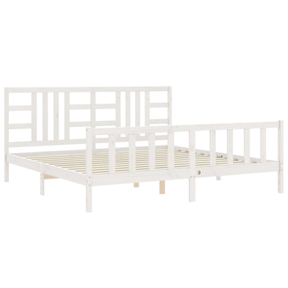 Bed Frame without Mattress White 200x200 cm Solid Wood Pine