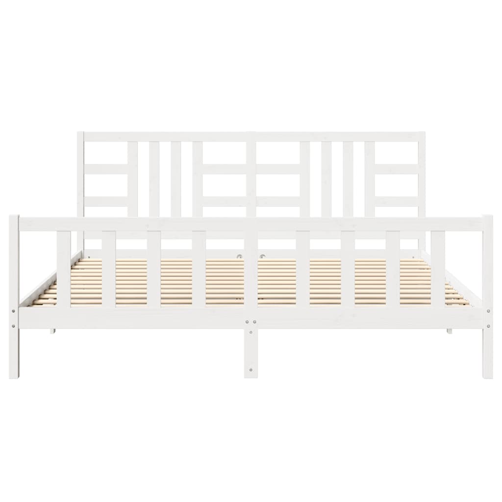 Bed Frame without Mattress White 200x200 cm Solid Wood Pine