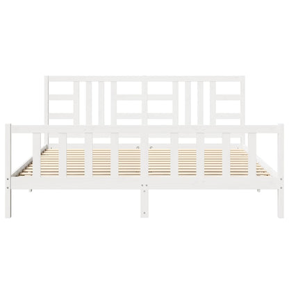 Bed Frame without Mattress White 200x200 cm Solid Wood Pine