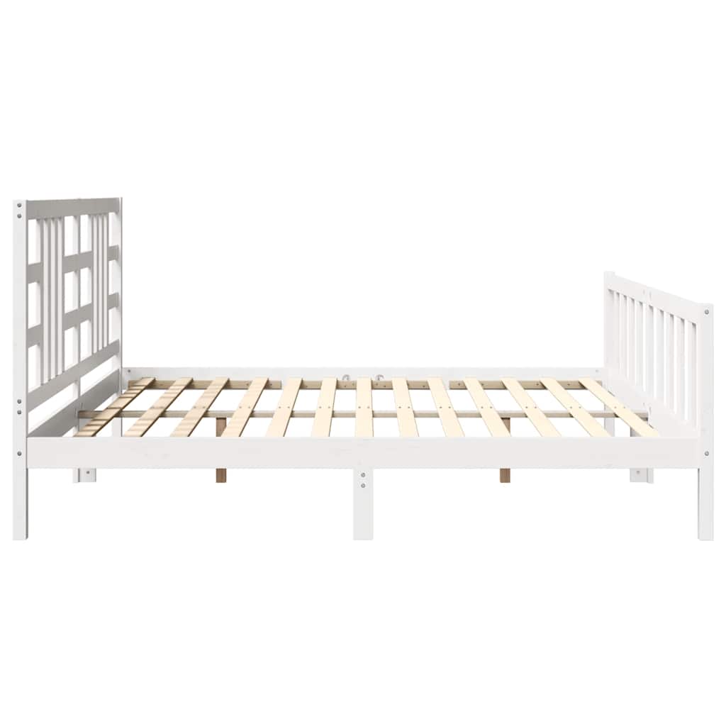 Bed Frame without Mattress White 200x200 cm Solid Wood Pine