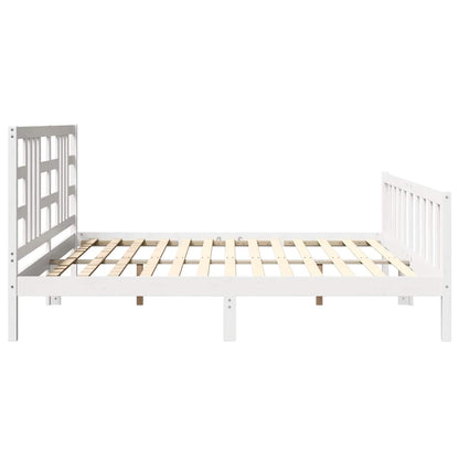 Bed Frame without Mattress White 200x200 cm Solid Wood Pine