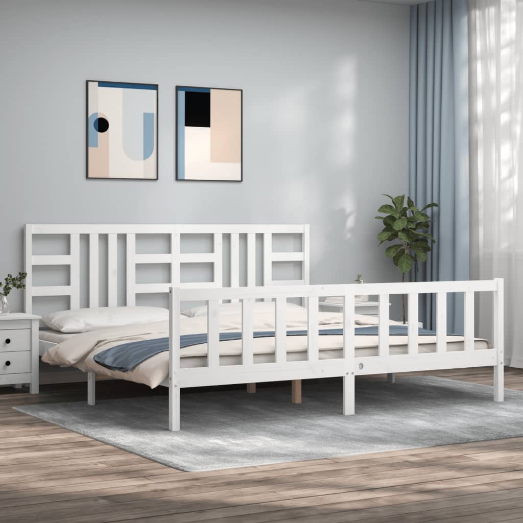 Bed Frame without Mattress White 200x200 cm Solid Wood Pine