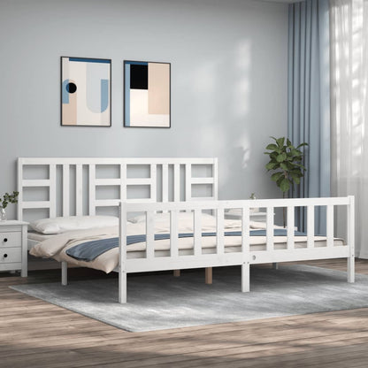 Bed Frame without Mattress White 200x200 cm Solid Wood Pine